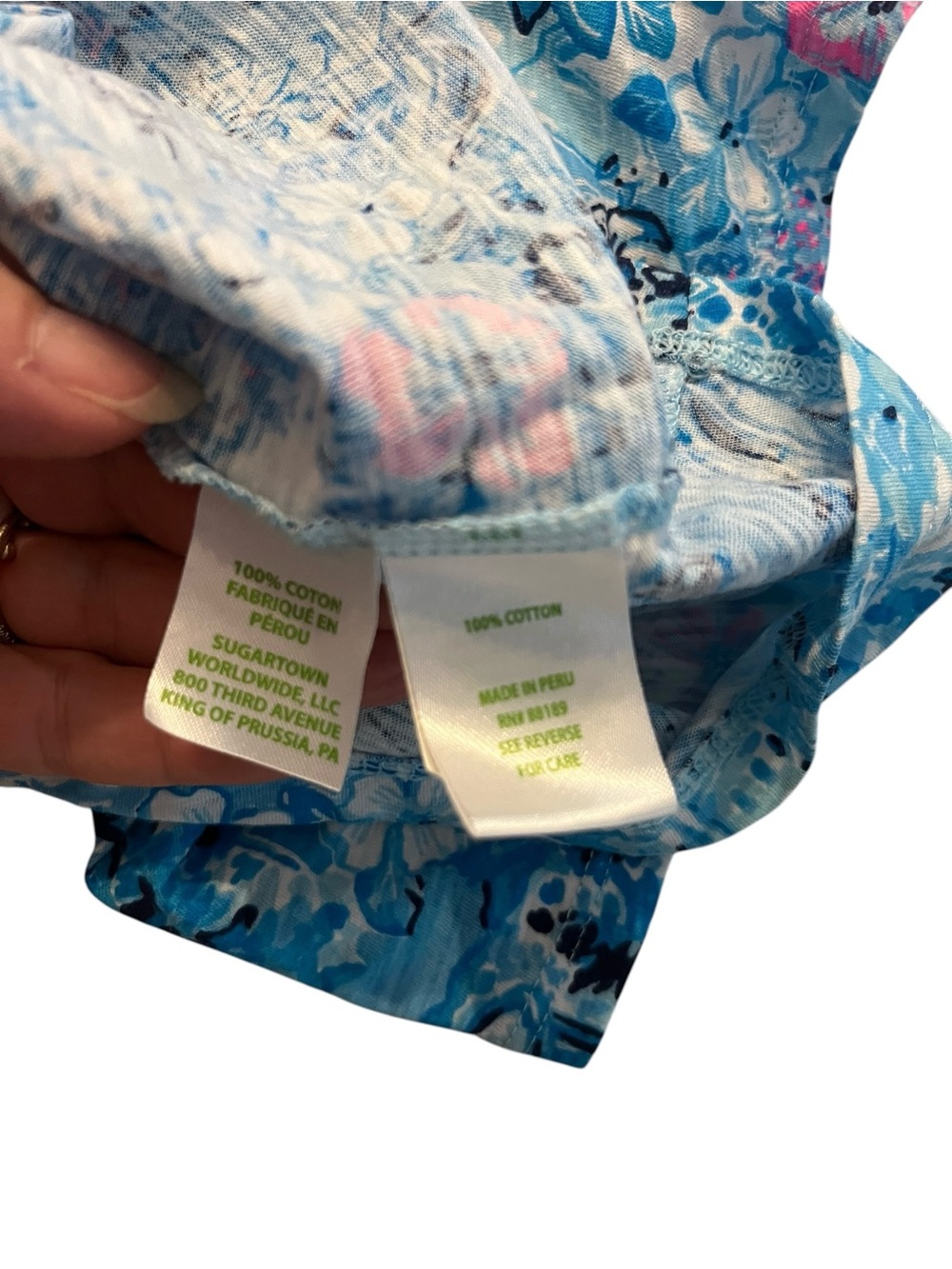 Lilly Pulitzer Etta V-Neck Top Blue Peri Lilly Loves North Carolina Sz XXL - Picture 7 of 10